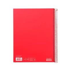 Cuaderno espiral Liderpapel Jolly Tamaño DIN A4 Tapa forrada 140H Cuadricula 5 mm 75 g/m2 5 bandas 4 taladros color Rojo