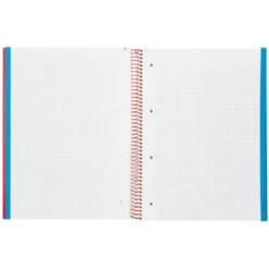 Cuaderno espiral Liderpapel Jolly Tamaño DIN A4 Tapa forrada 140H Cuadricula 5 mm 75 g/m2 5 bandas 4 taladros color Rojo