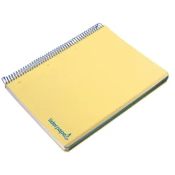 Cuaderno espiral Liderpapel Wonder Tamaño DIN A4 Tapa plastico Cuadricula 5 mm 90 g/m2 5 bandas 4 taladros color Amarillo