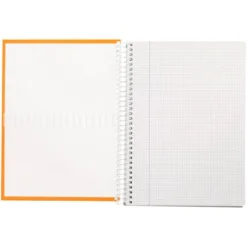 Cuaderno espiral Liderpapel Crafty Tamaño DIN A4 Tapa forrada Cuadricula 4 mm 90 g/m2 color Naranja Con margen