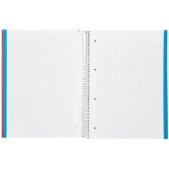 Cuaderno espiral Liderpapel Jolly 140H Tamaño DIN A4 Tapa forrada Cuadricula 5 mm 75 g/m2 5 bandas 4 taladros Colores surtidos