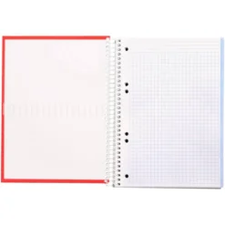 CUADERNO ESPIRAL LIDERPAPEL A5 MICRO CRAFTY TAPA FORRADA 120H 90 GR CUADRO 5MM 5 BANDAS6 TALADROS COLOR ROJO