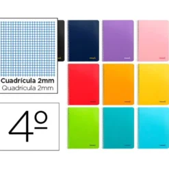 Cuaderno espiral Liderpapel cuarto smart Tapa blanda 80h 60gr Milimetrado 2mm Colores surtidos (no se puede elegir)