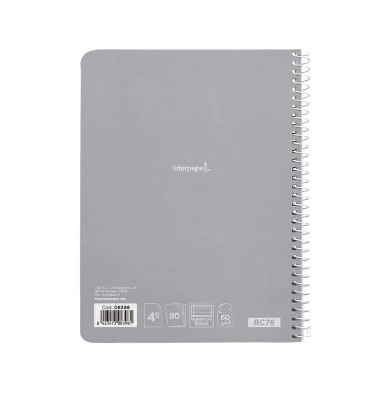 Cuaderno espiral Liderpapel cuarto folio smart Tapa blanda 80h 60gr Rayado montessori 5mm Colores surtidos (no se puede elegir)