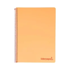 CUADERNO ESPIRAL LIDERPAPEL A5 MICRO WONDER TAPA PLASTICO 120H 90G CUADRO 5MM 5 BANDAS 6 TALADROS COLOR NARANJA