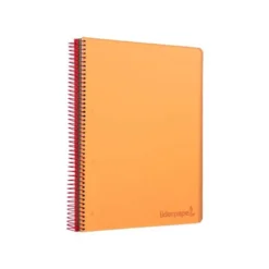CUADERNO ESPIRAL LIDERPAPEL A5 MICRO WONDER TAPA PLASTICO 120H 90G CUADRO 5MM 5 BANDAS 6 TALADROS COLOR NARANJA