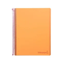 CUADERNO ESPIRAL LIDERPAPEL A5 MICRO WONDER TAPA PLASTICO 120H 90G CUADRO 5MM 5 BANDAS 6 TALADROS COLOR NARANJA