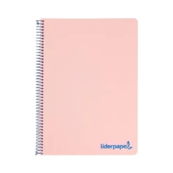CUADERNO ESPIRAL LIDERPAPEL A5 MICRO WONDER TAPA PLASTICO 120H 90G CUADRO 5MM 5 BANDAS 6 TALADROS COLOR ROSA
