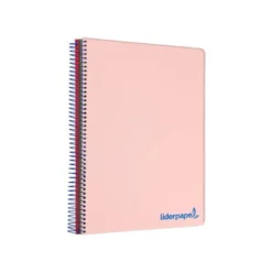 CUADERNO ESPIRAL LIDERPAPEL A5 MICRO WONDER TAPA PLASTICO 120H 90G CUADRO 5MM 5 BANDAS 6 TALADROS COLOR ROSA