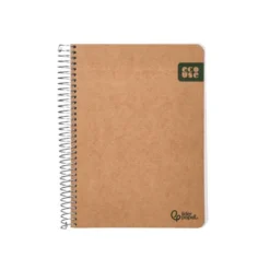 CUADERNO ESPIRAL LIDERPAPEL A5 TAPA CARTULINA KRAFT CONTRACOLADA 120H PAPEL 100% RECICLADO 80 GR LISO