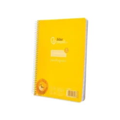 CUADERNO ESPIRAL LIDERPAPEL DIN A5 PAUTAGUIA TAPA PLASTICO 80H 90GR CUADRO PAUTADO 3 MM CON MARGEN COLOR AMARILLO