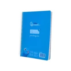 CUADERNO ESPIRAL LIDERPAPEL DIN A5 PAUTAGUIA TAPA PLASTICO 80H 90GR CUADRO PAUTADO 4MM CON MARGEN COLOR AZUL