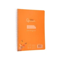 CUADERNO ESPIRAL LIDERPAPEL DIN A5 PAUTAGUIA TAPA PLASTICO 80H 90GR CUADRO PAUTADO 4MM COLOR NARANJA