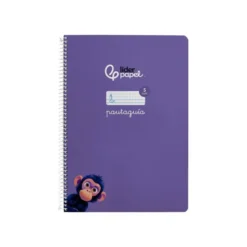 CUADERNO ESPIRAL LIDERPAPEL DIN A4 PAUTAGUIA TAPA DURA 80H 90 GR CUADRO PAUTADO 5MM COLOR LILA