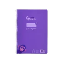 CUADERNO ESPIRAL LIDERPAPEL DIN A4 PAUTAGUIA TAPA PLASTICO 80H 90GR CUADRO PAUTADO 3MM CON MARGEN COLOR LILA