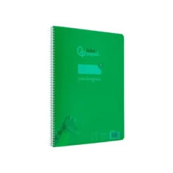 CUADERNO ESPIRAL LIDERPAPEL DIN A4 PAUTAGUIA TAPA PLASTICO 80H 90GR CUADRO PAUTADO 4MM CON MARGEN COLOR VERDE