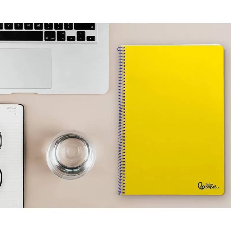 CUADERNO ESPIRAL LIDERPAPEL DIN A4 SMART TAPA BLANDA 80H 75GR CUADRO 4MM CON MARGEN COLOR AMARILLO