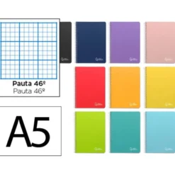 CUADERNO ESPIRAL LIDERPAPEL DIN A5 WITTY TAPA DURA 80H 90GR RAYADO Nº46 CON MARGEN COLORES SURTIDOS
