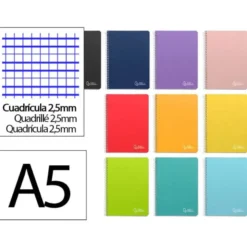 CUADERNO ESPIRAL LIDERPAPEL DIN A5 WITTY TAPA DURA 80H 90GR PAUTA ESTRECHA 2,5MM CONMARGEN COLORES SURTIDOS