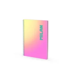 CUADERNO ESPIRAL MILAN COLECCION SUNSET DIN A4 TAPA DURA 90 HOJAS 95 GR CUADRICULA 5 MM ROSA