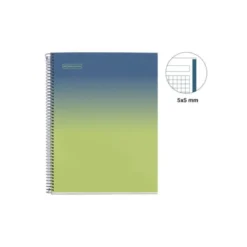 CUADERNO ESPIRAL MIQUELRIUS DIN A4 80 HOJAS CUADRO 5 MM 90 GR GRADIENT AZUL/LIMON