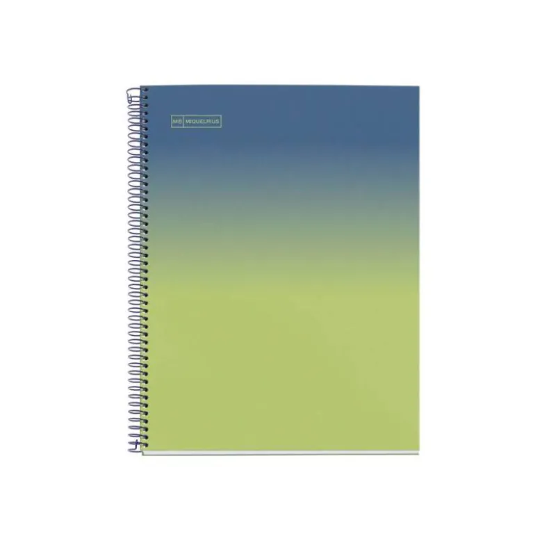 CUADERNO ESPIRAL MIQUELRIUS DIN A4 80 HOJAS CUADRO 5 MM 90 GR GRADIENT AZUL/LIMON