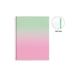 CUADERNO ESPIRAL MIQUELRIUS DIN A4 80 HOJAS CUADRO 5 MM 90 GR GRADIENT ROSA VERDE MENTA