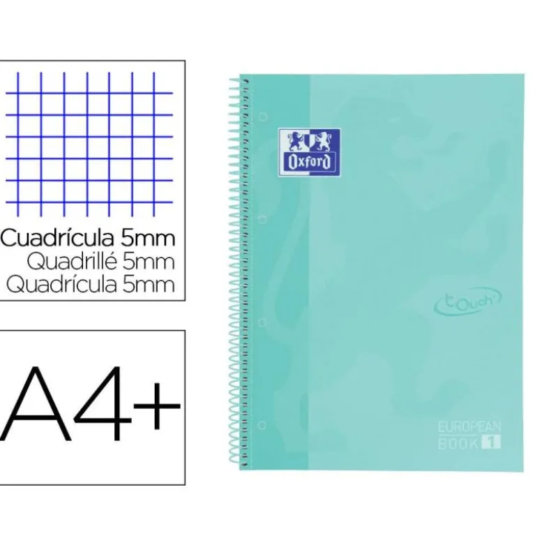 CUADERNO ESPIRAL OXFORD EBOOK 1 SCHOOL TOUCH TE DIN A4+ COLOR MENTA 80 HOJAS