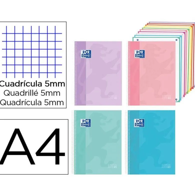 CUADERNO ESPIRAL OXFORD EUROPEANBOOK 10 TAPA EXTRADURA DIN A4 200 HOJAS CUADRO 5 MM