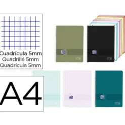 CUADERNO ESPIRAL OXFORD LIVE&GO EUROPEANBOOK 10 TAPA PLASTICO DIN A4 200 HOJAS CUADRO 5 MM