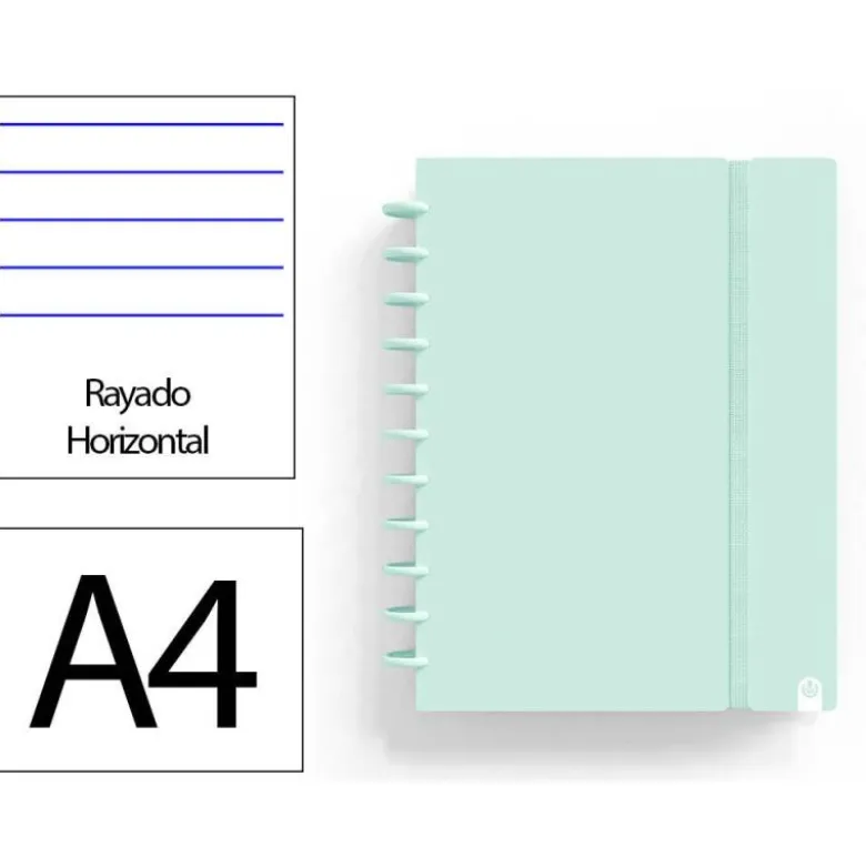 CUADERNO INGENIOX FOAM A4 80H RAYADO HORIZONTAL MENTA PASTEL