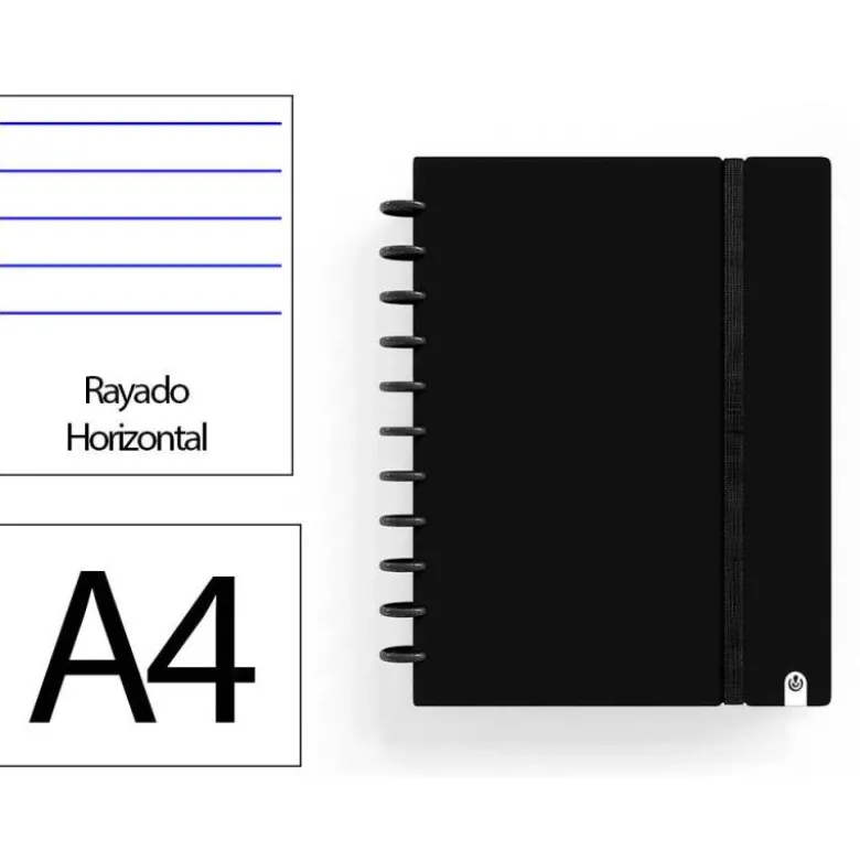 CUADERNO INGENIOX FOAM A4 80H RAYADO HORIZONTAL NEGRO