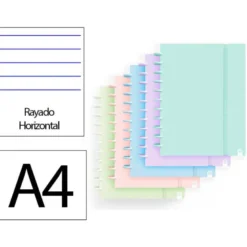 CUADERNO INGENIOX FOAM A4 80H RAYADO HORIZONTAL COLORES PASTEL SURTIDOS