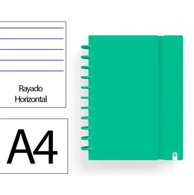 CUADERNO INGENIOX FOAM A4 80H RAYADO HORIZONTAL VERDE