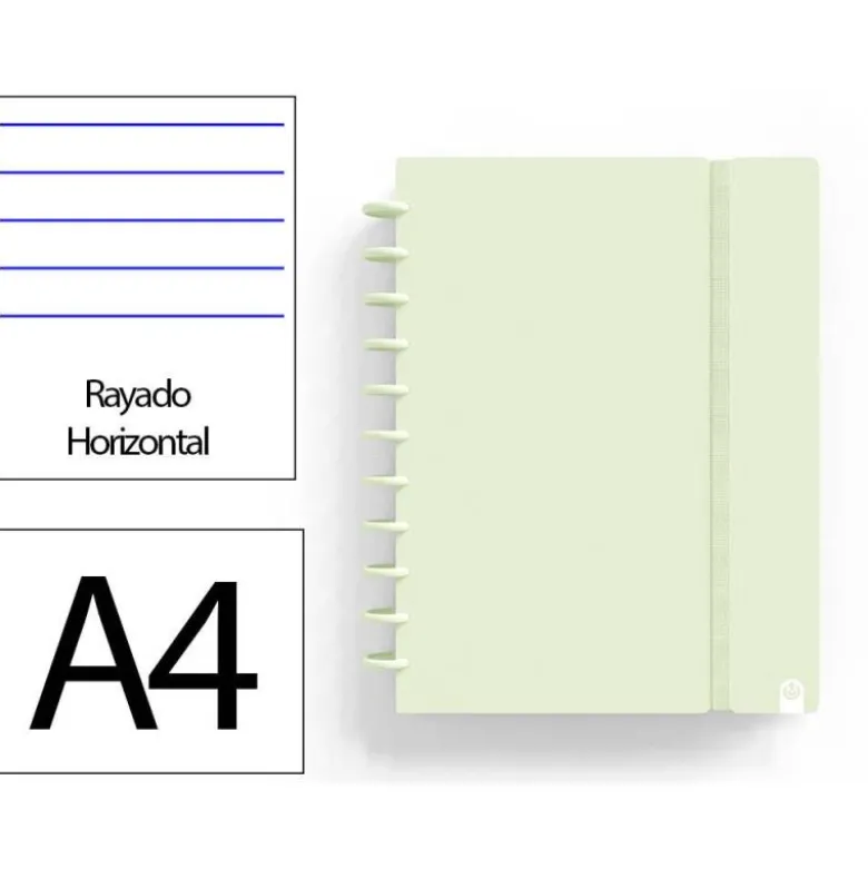 CUADERNO INGENIOX FOAM A4 80H RAYADO HORIZONTAL VERDE PASTEL