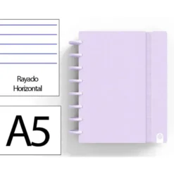 CUADERNO INGENIOX FOAM A5 80H RAYADO HORIZONTAL MALVA PASTEL