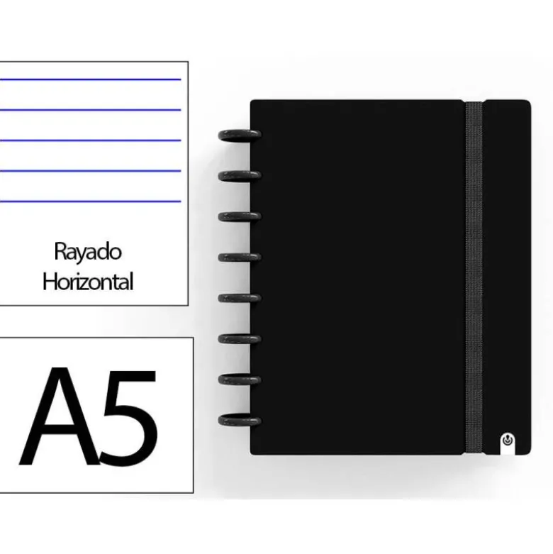 CUADERNO INGENIOX FOAM A5 80H RAYADO HORIZONTAL NEGRO