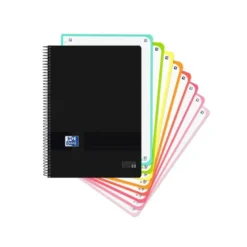 Cuaderno Oxford Ebook 8 A4+ Negro y Turquesa 160 hojas Tapa Plastico Cuadricula 5 mm