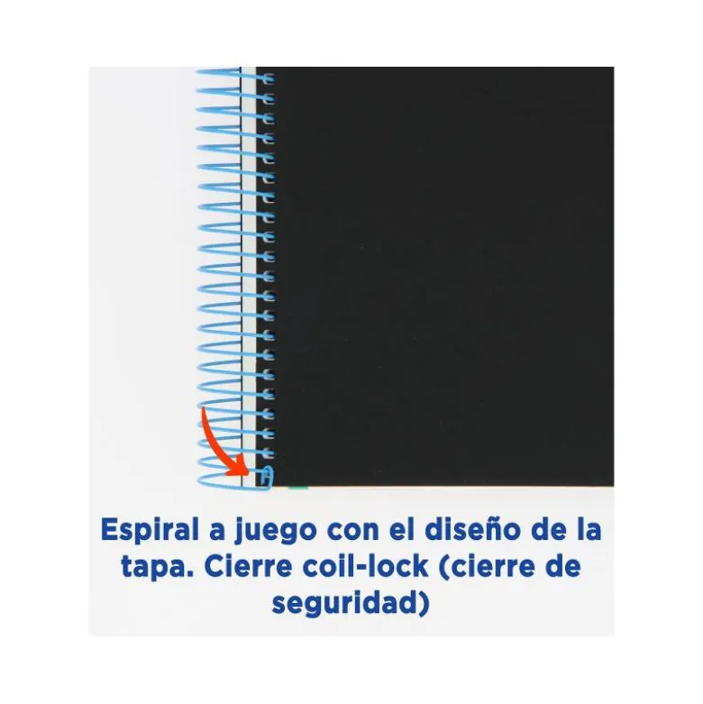 Cuaderno Oxford Ebook 8 A4+ Negro y Turquesa 160 hojas Tapa Plastico Cuadricula 5 mm