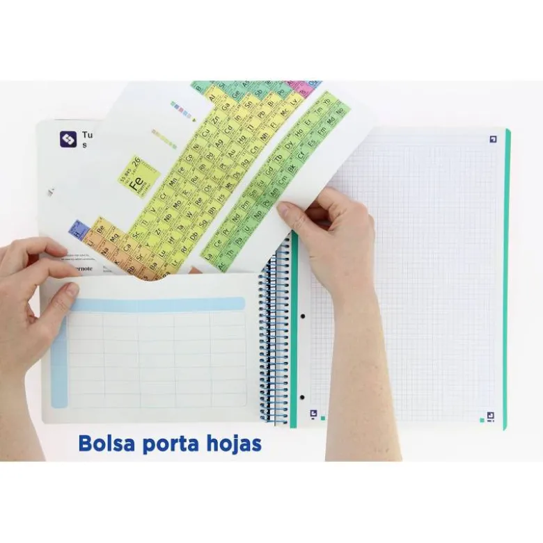 Cuaderno Oxford Ebook 8 A4+ Negro y Turquesa 160 hojas Tapa Plastico Cuadricula 5 mm