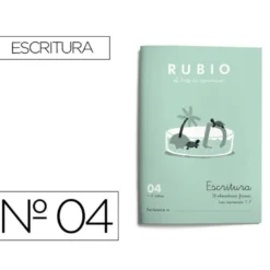 Cuaderno Rubio Escritura nº 04 Abecedario, frases y números: 4, 5, 6, 7, 8, 9 y 0 con puntos, dibujos y grecas