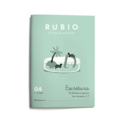 Cuaderno Rubio Escritura nº 04 Abecedario, frases y números: 4, 5, 6, 7, 8, 9 y 0 con puntos, dibujos y grecas