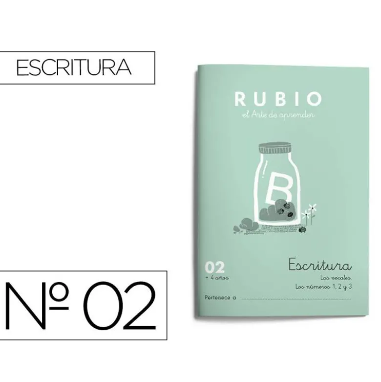 Cuaderno Rubio Escritura nº 2 Escritura con minúsculas, dibujos, números, grecas e iniciación a las mayúsculas