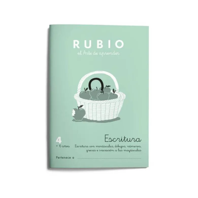 Cuaderno Rubio Escritura nº 4 Escritura con minúsculas, dibujos, números, grecas e iniciación a las mayúsculas