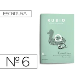 Cuaderno Rubio Escritura nº 6 Escritura con minúsculas, dibujos, números, grecas con letra continua