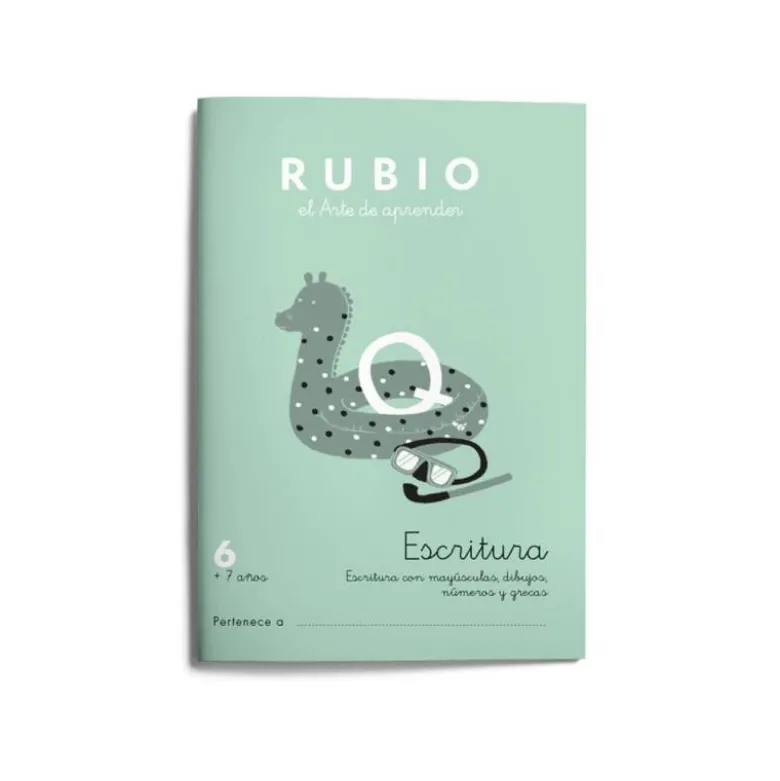 Cuaderno Rubio Escritura nº 6 Escritura con minúsculas, dibujos, números, grecas con letra continua