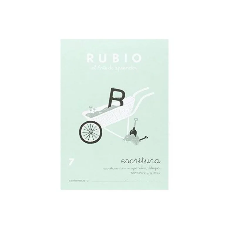 Cuaderno Rubio Escritura nº 7 Escritura con minúsculas, dibujos, números, grecas con letra continua