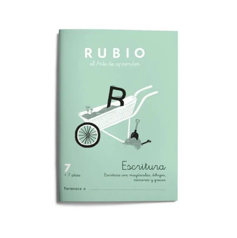 Cuaderno Rubio Escritura nº 7 Escritura con minúsculas, dibujos, números, grecas con letra continua