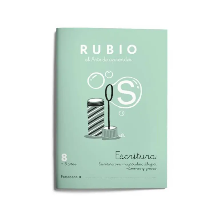 Cuaderno Rubio Escritura nº 8 Escritura con minúsculas, dibujos, números, grecas con letra continua