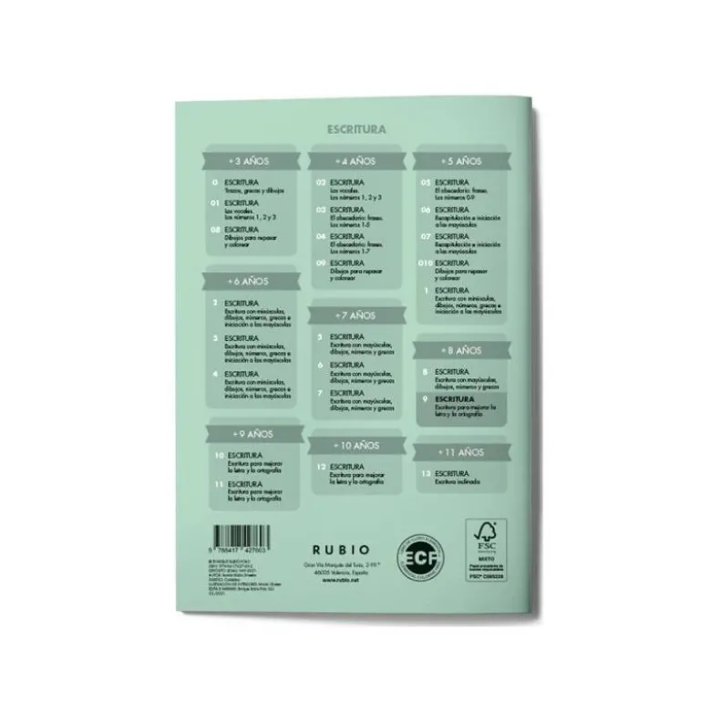 Cuaderno Rubio Escritura nº 9 Escritura para mejorar la letra y la ortografía con letra continua